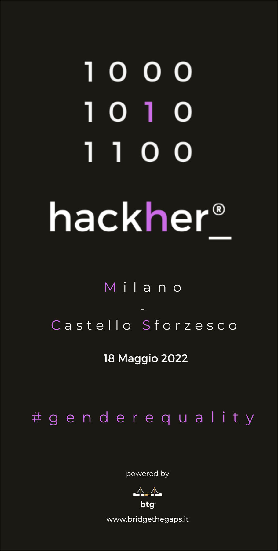 Rollup pubblicitario per l'evento Hackher, inclusione femminile