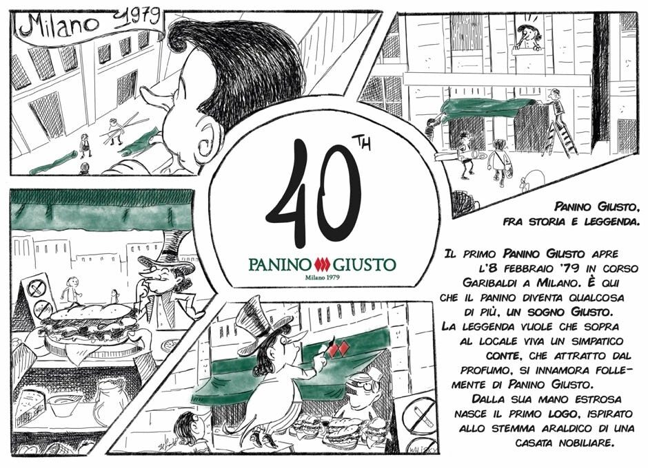 Slide 1: tovagliette 40° anniversario Panino Giusto